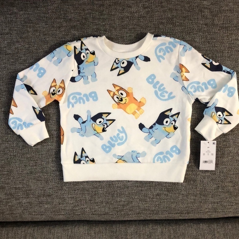 Moose Bluey Bingo Long Toddler Boys Sleeve Pullover Sweatshirt White 2T - Picture 5 of 13